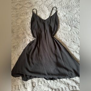 🌟 Roxy black dress midi party prom night out open cut - Vintage